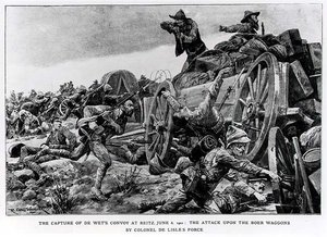 The Capture of de Wets Convoy at Reitz, June 6 1901. The Attack upon the Boer Wagons by Colonel de Lisles Force by Richard Caton II Woodville